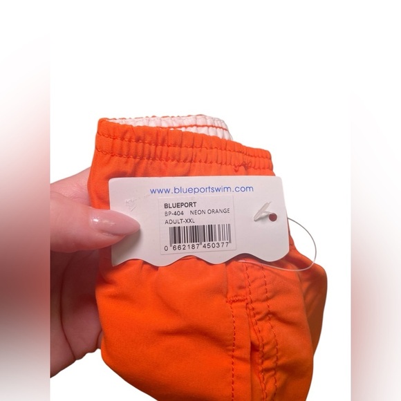 Blueport Le Club Men’s Swim Trunks Orange XXL NWT Elastic Waist Tie New - Picture 6 of 6